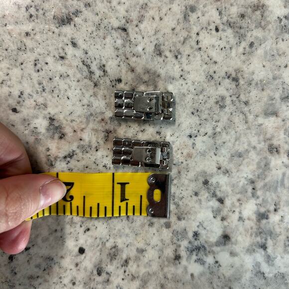 Bluette -Shoe Accessory Clips- 60s- rhinestones- silver- feminine rectangular - Picture 5 of 8